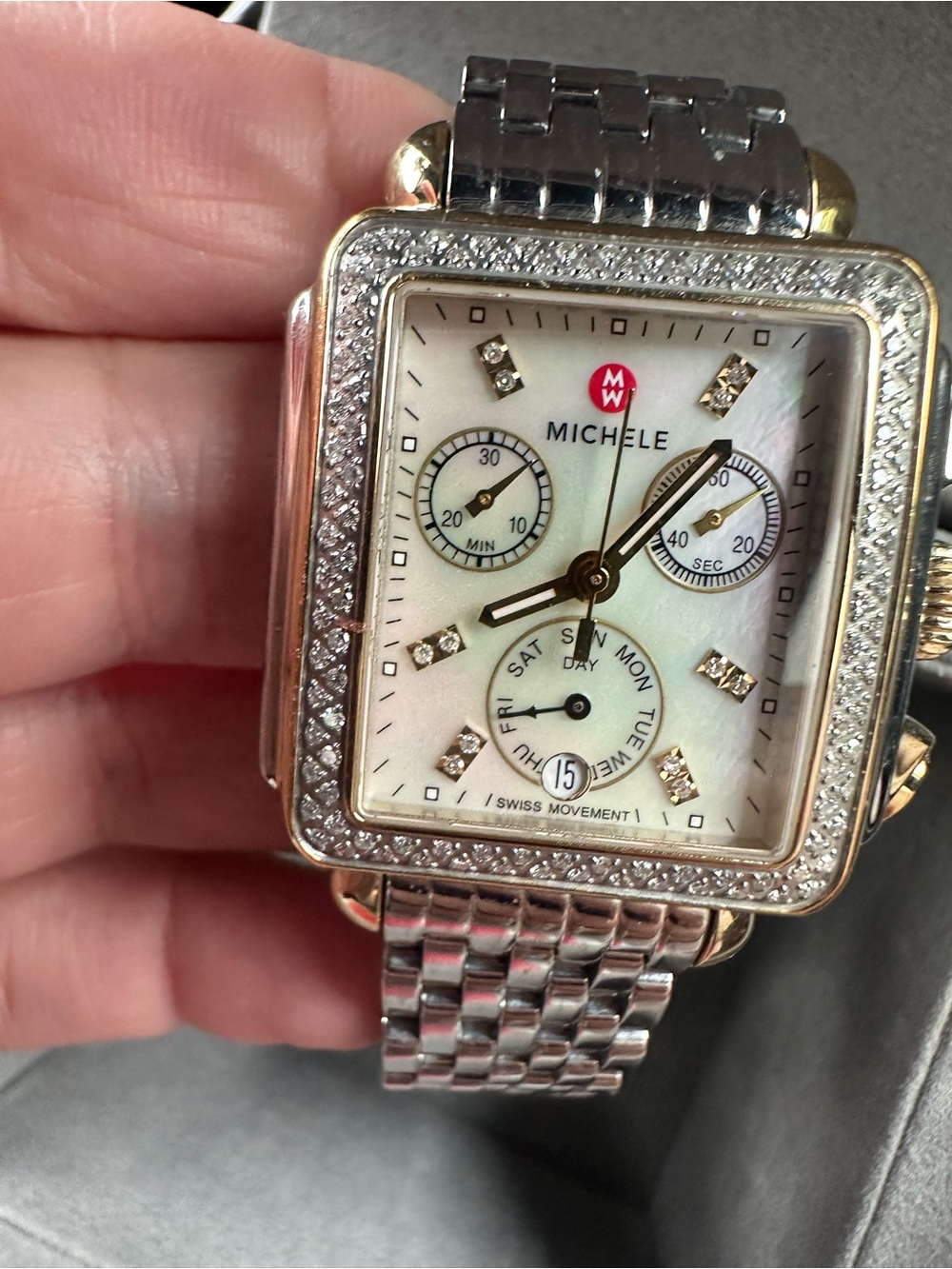 Michele Silver Two-Tone Diamond-Accented Women's Watch - Picture 2 of 4